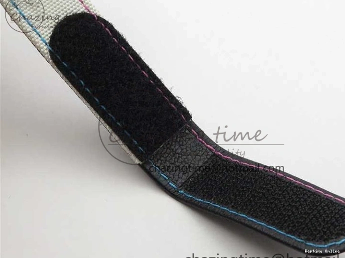 0413 ComfortFit Daytona DIW Carbon OMF Best Edition Blue Pink White Dial on White Nylon Strap A 2833